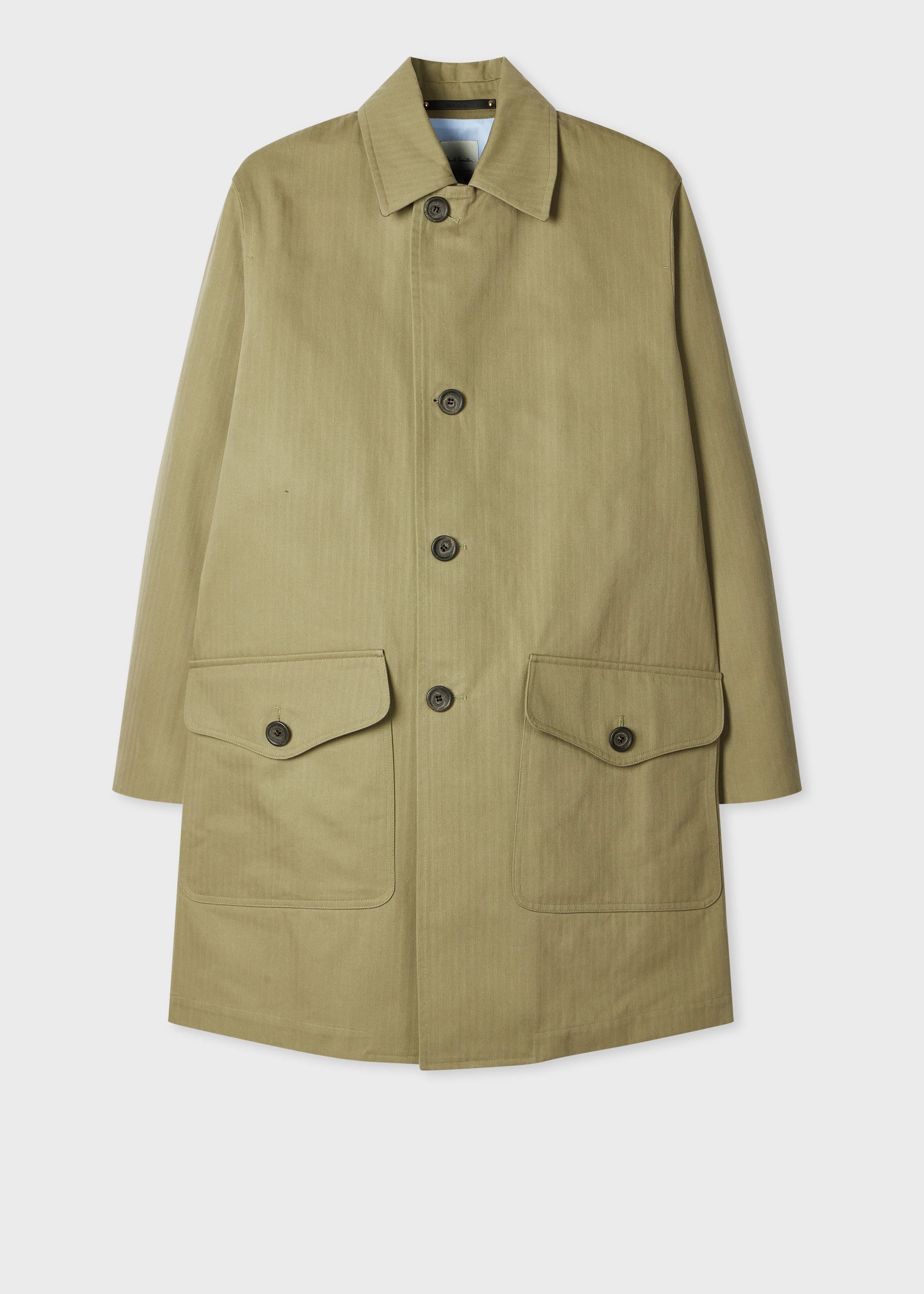 Stone Cotton Herringbone Mac - 1