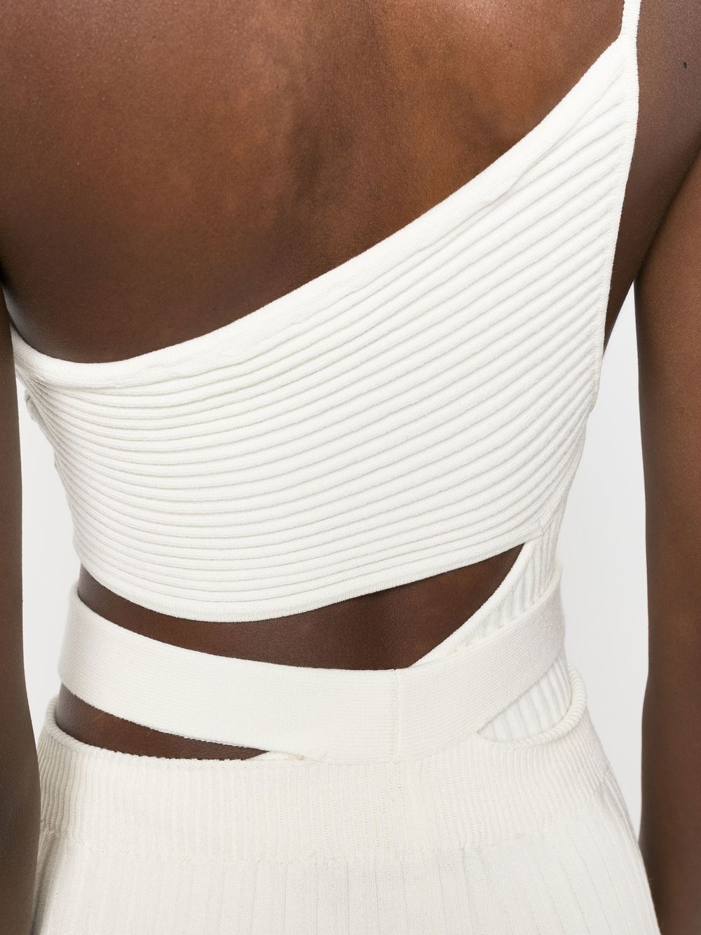 one-shoulder cut-out ribbed top - 5