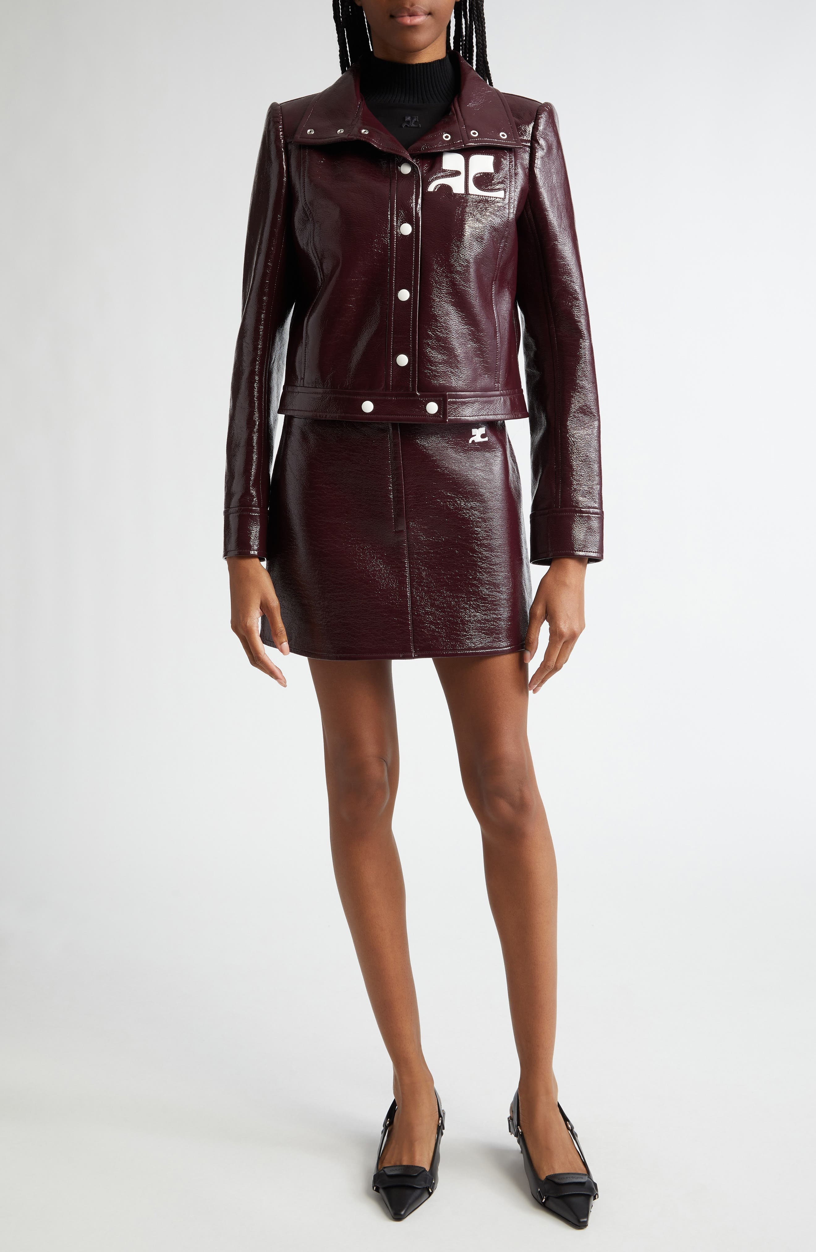Courrèges Reedition Faux Leather Miniskirt in Burgundy at Nordstrom - 2