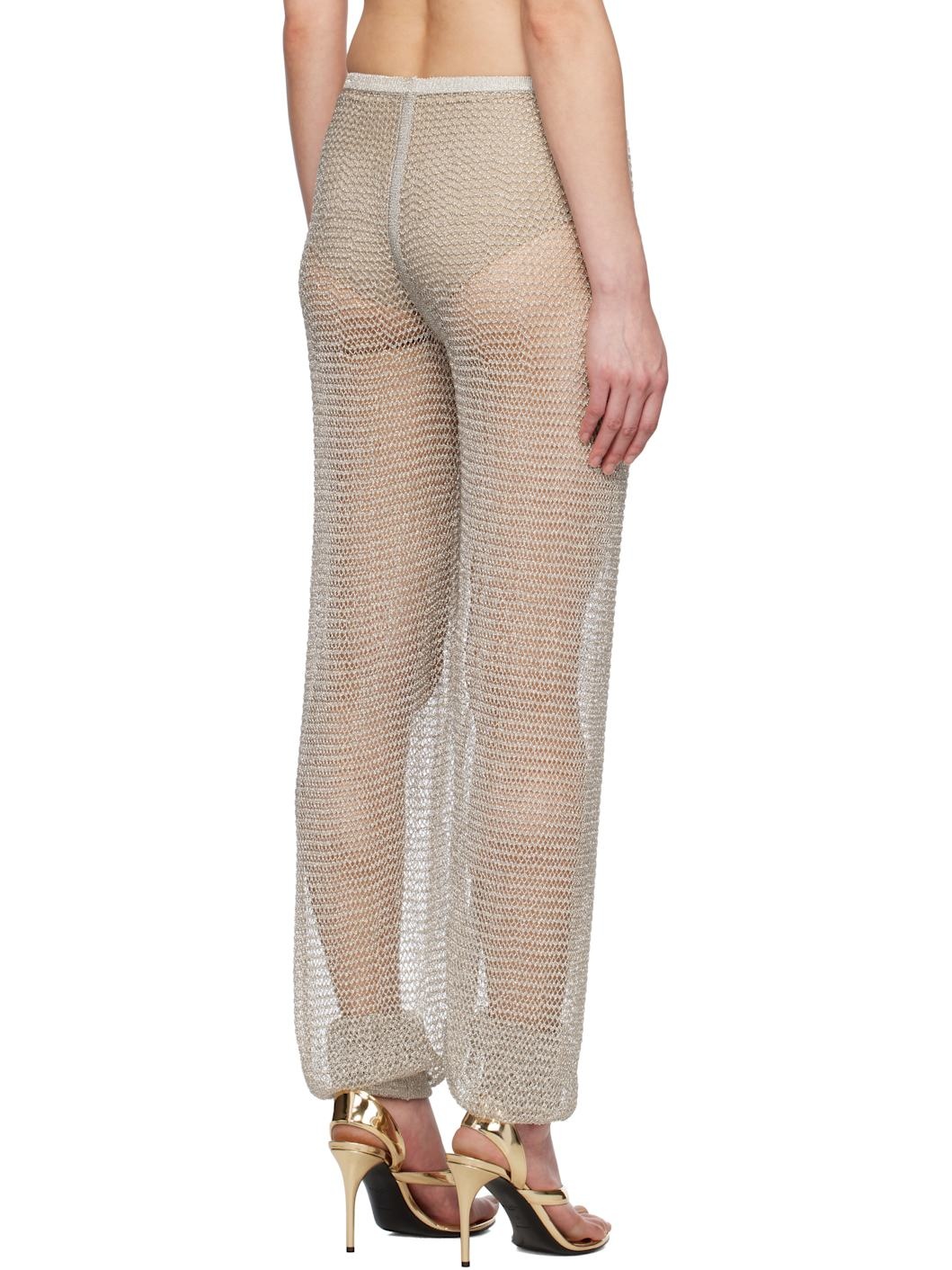 Silver Mesh Knit Balloon Trousers - 3