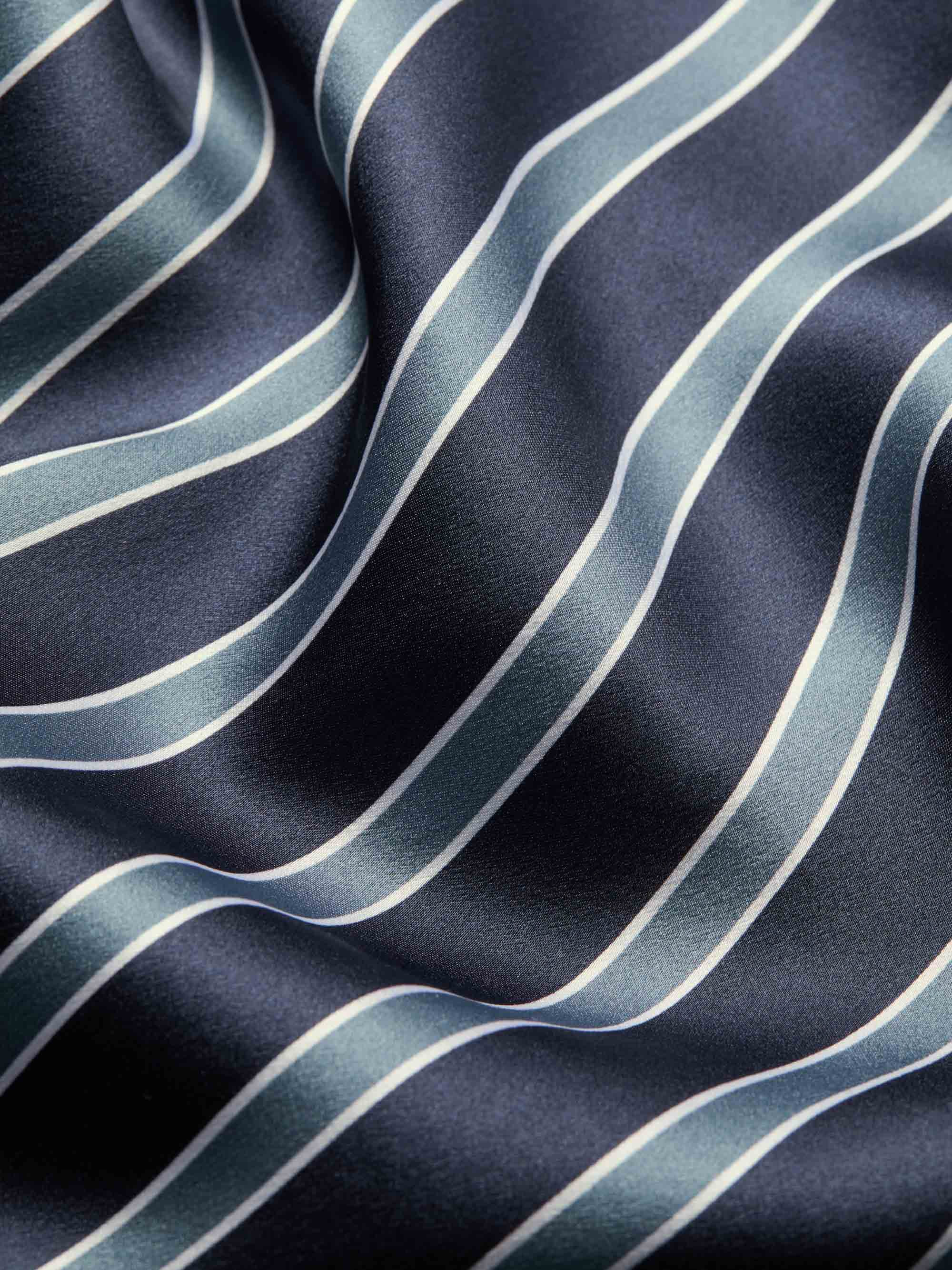 Men's Silk Pajamas Navy Blue & Blue Stripe - 6