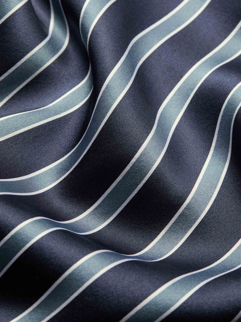 Men's Classic Fit Boxers Silk Navy Blue & Blue Stripe 7