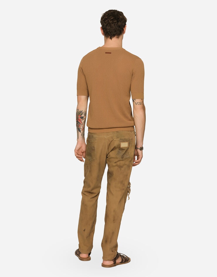 Overdyed loose fit stretch jeans with rips - 3