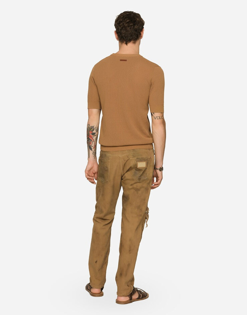 Overdyed loose fit stretch jeans with rips 3