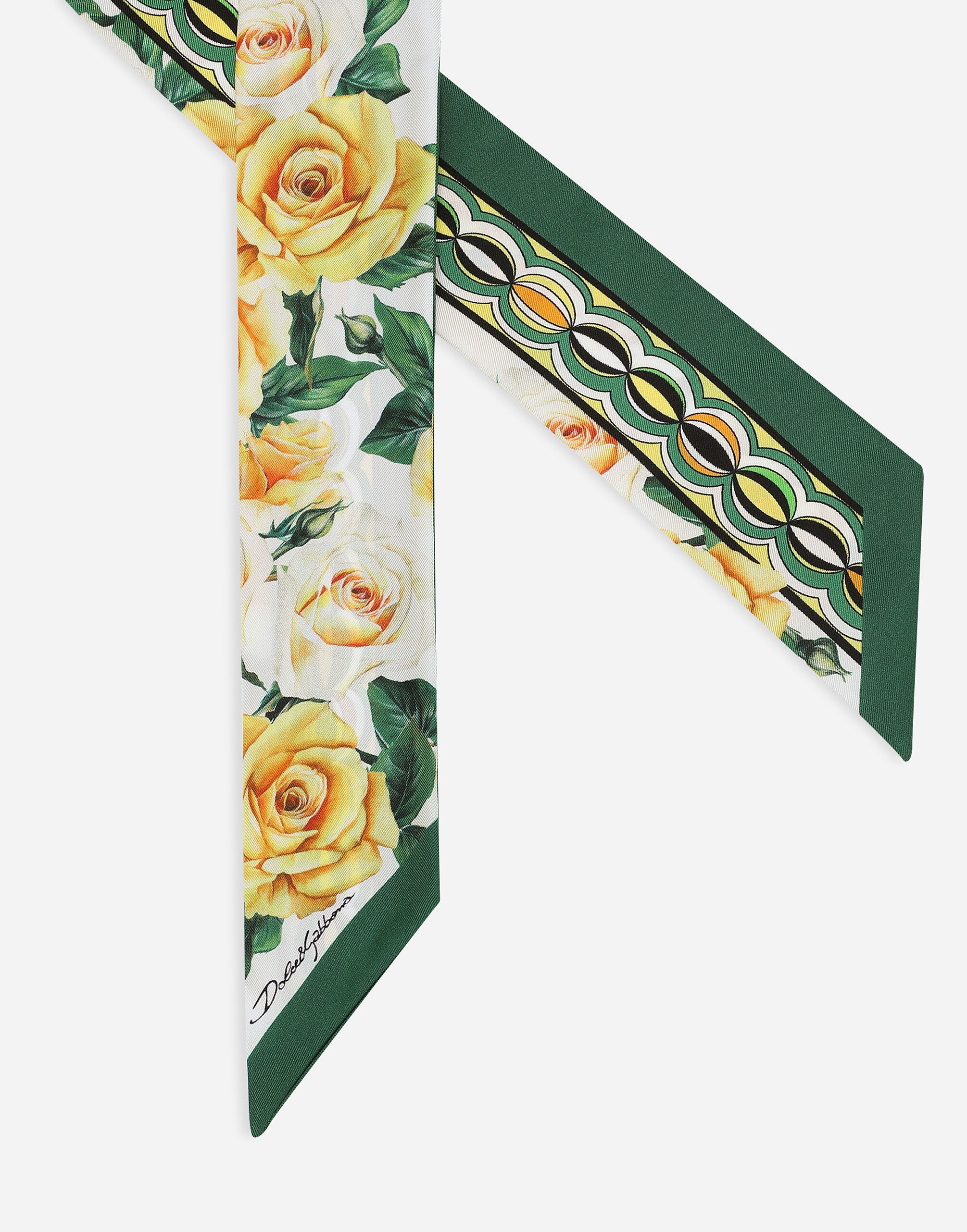 Twill headscarf with yellow rose print - 2