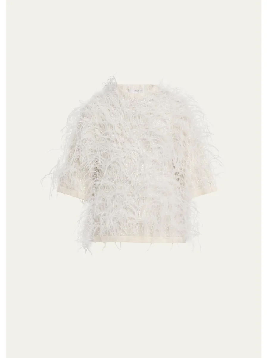 Sequin & Feather Cashmere Sweater - 1