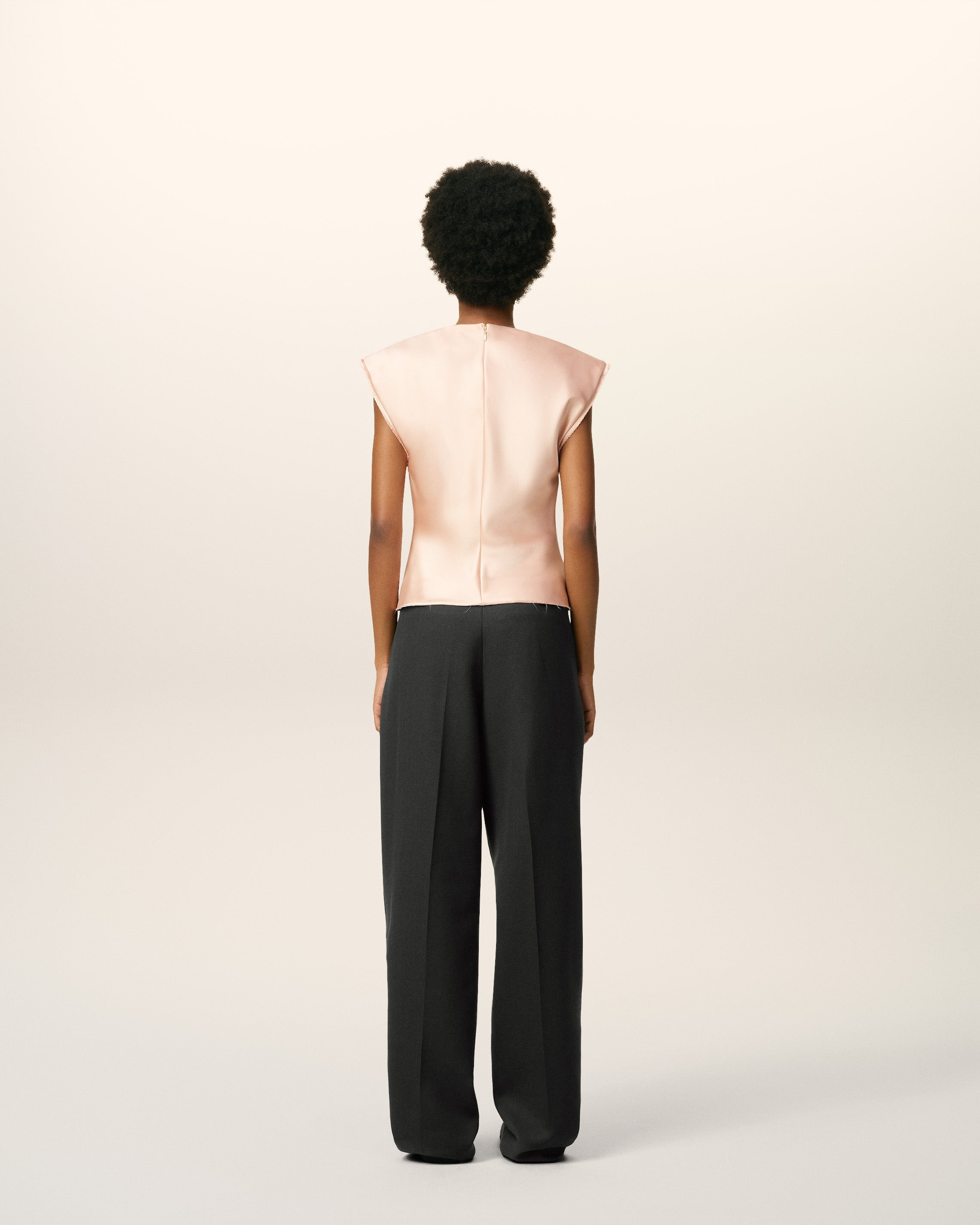 BLACK WOOL LARGE FIT TROUSERS - 4