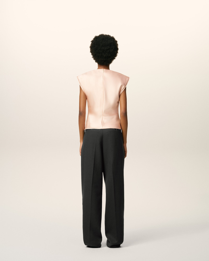 BLACK WOOL LARGE FIT TROUSERS 4