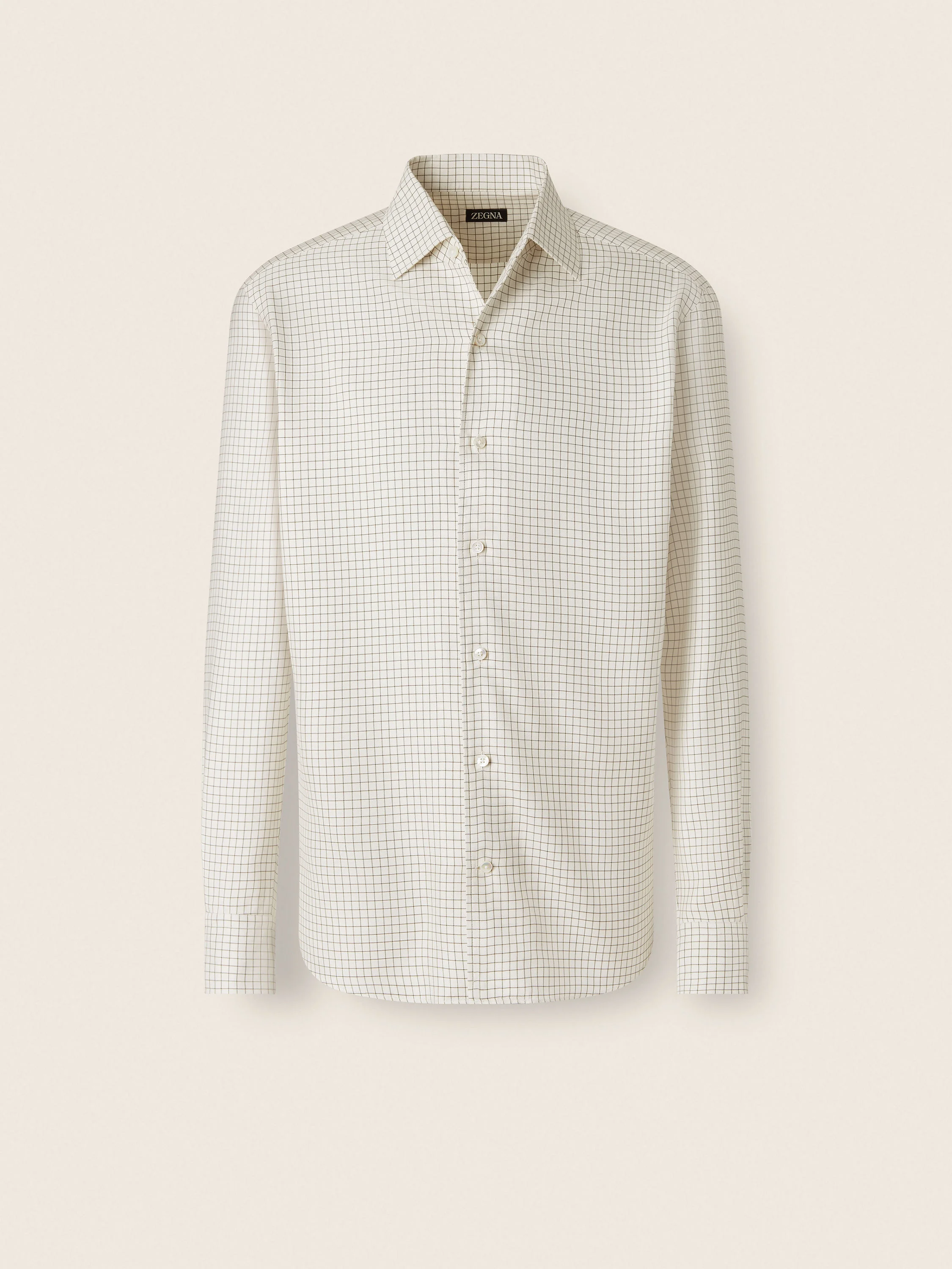 WHITE AND DARK OLIVE GREEN SILK SHIRT - 1