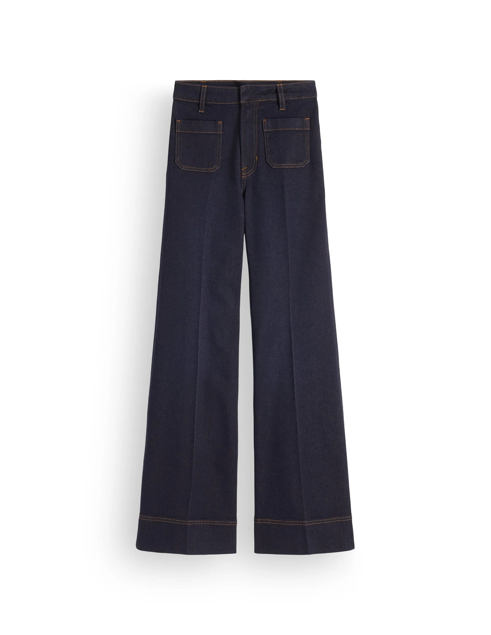 Patch Pocket Flare Jeans-Indigo - 1