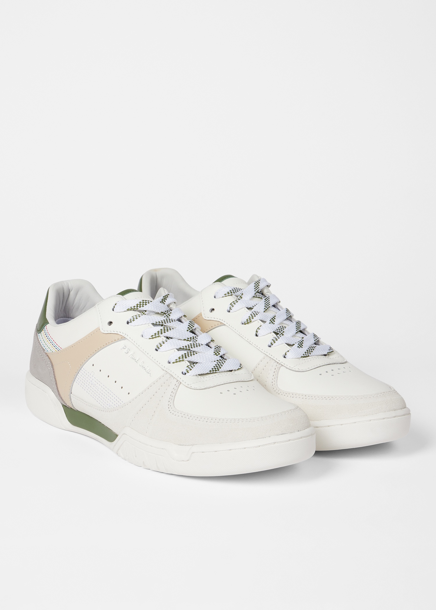 White Leather 'Colson' Green Spoiler Trainers - 2
