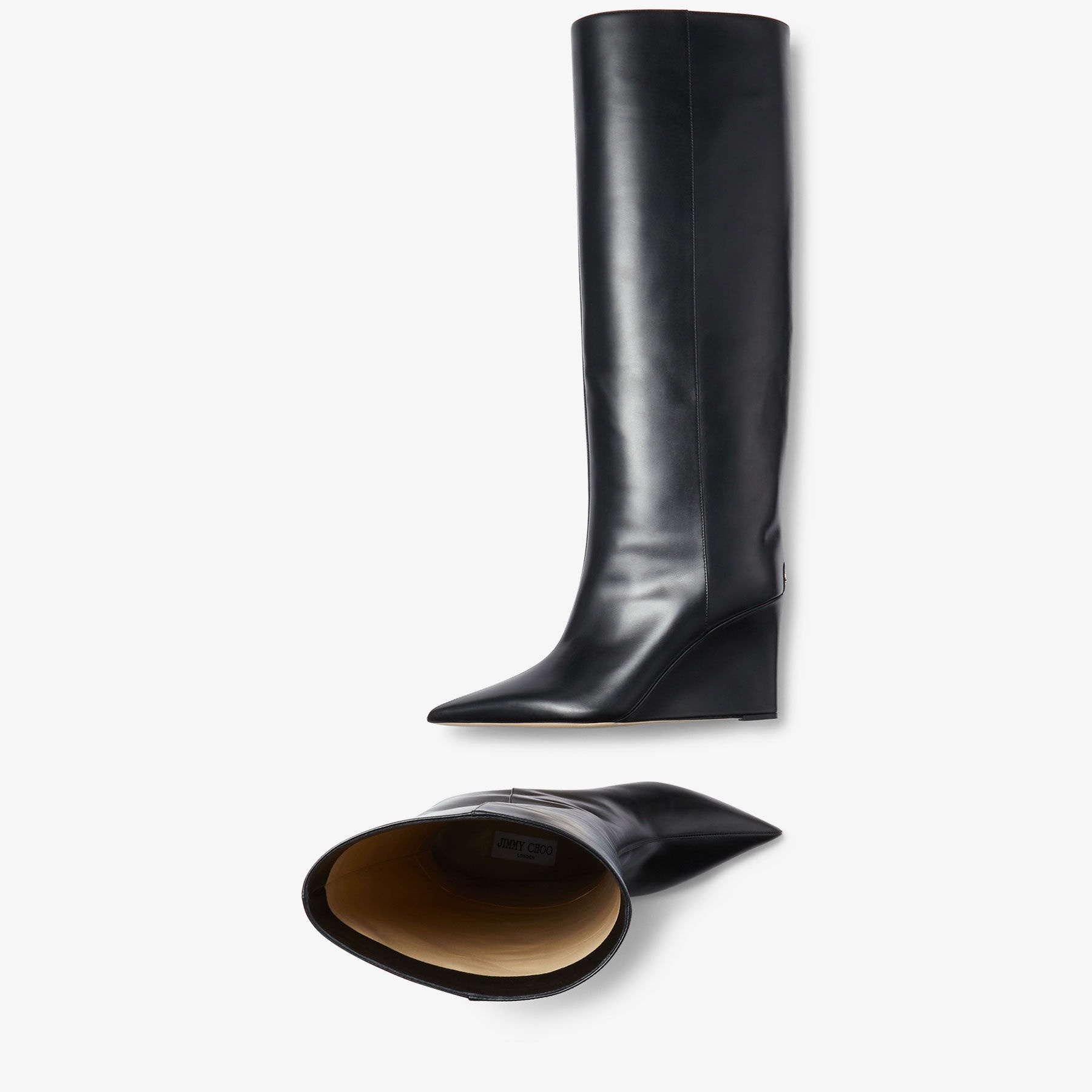 Blake Knee Boot 85
Black Calf Leather Wedge Knee-high Boots - 4