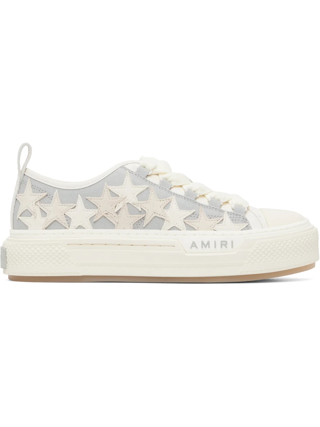 White & Grey Stars Court Low Sneakers - 1