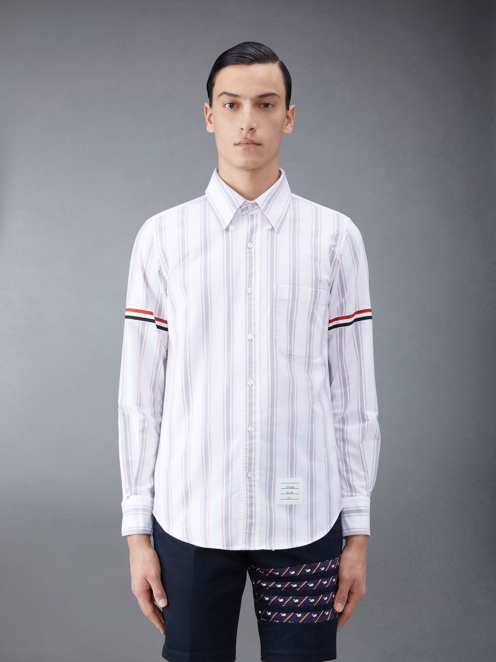 Stripe Oxford Armband Straight Fit Shirt - 4