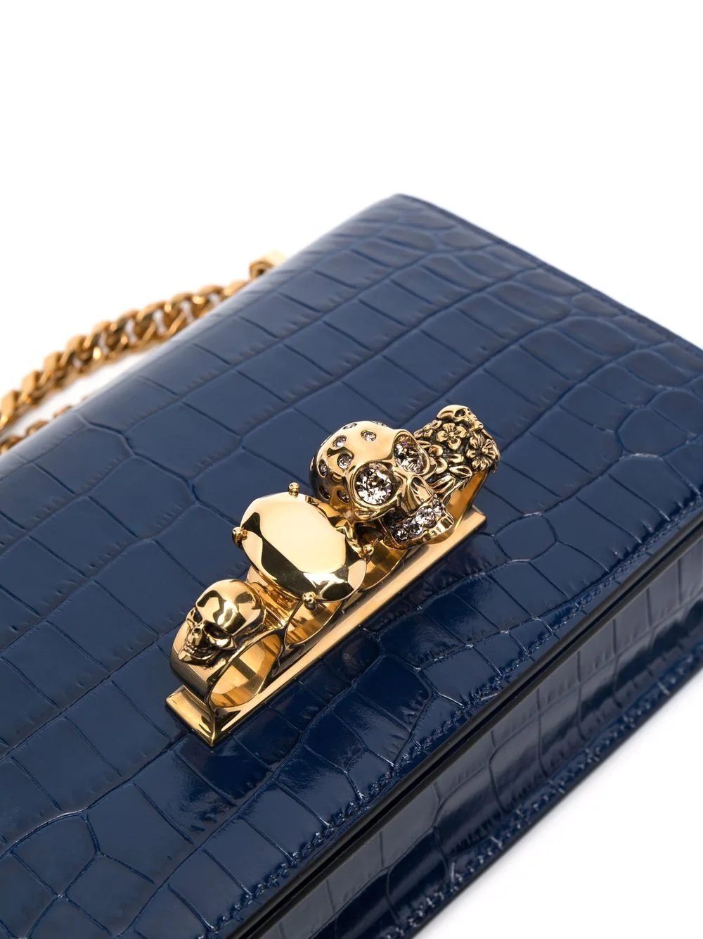 Jewelled crocodile-effect crossbody bag - 4