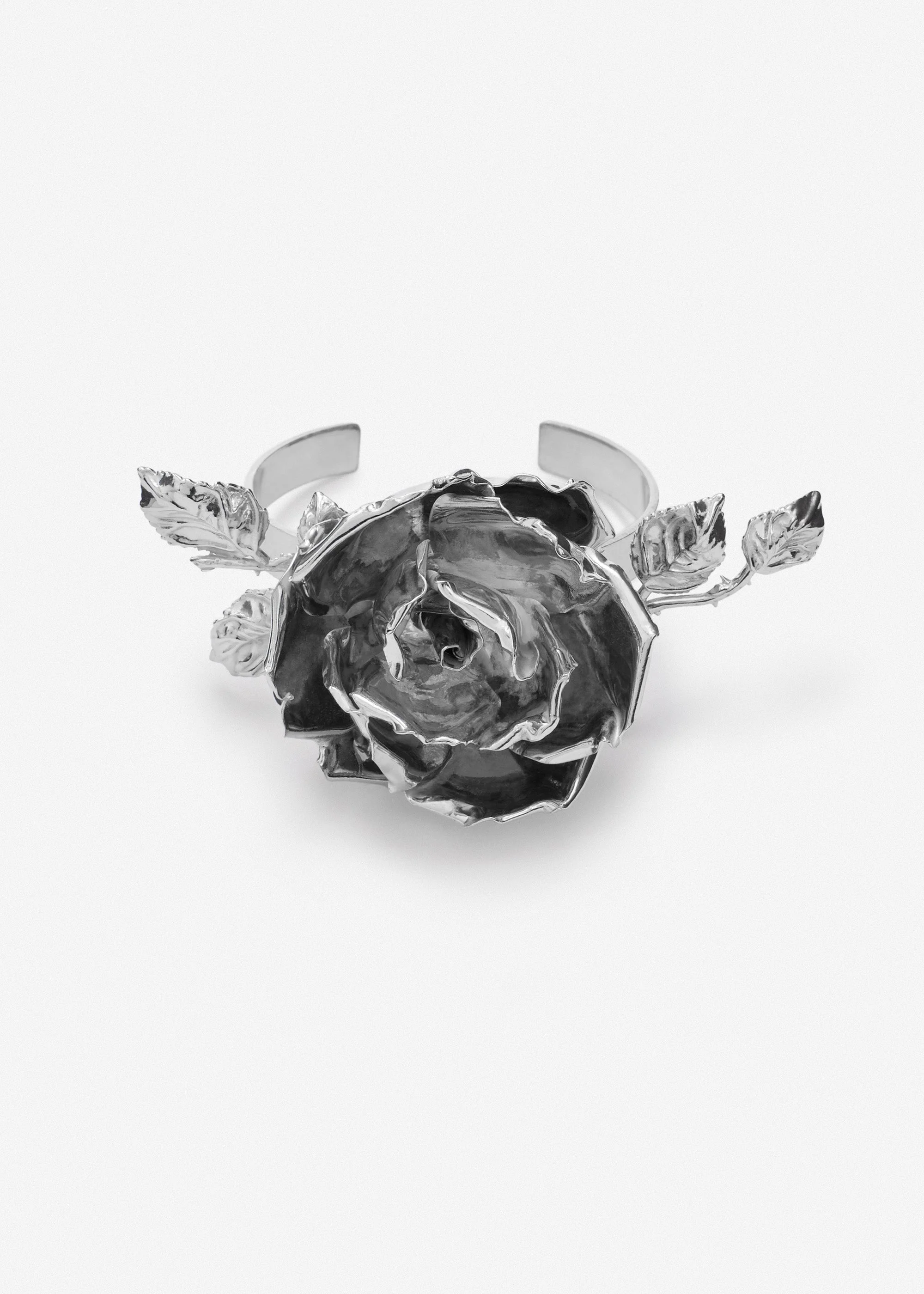 Rose cuff bracelet in silver - 1