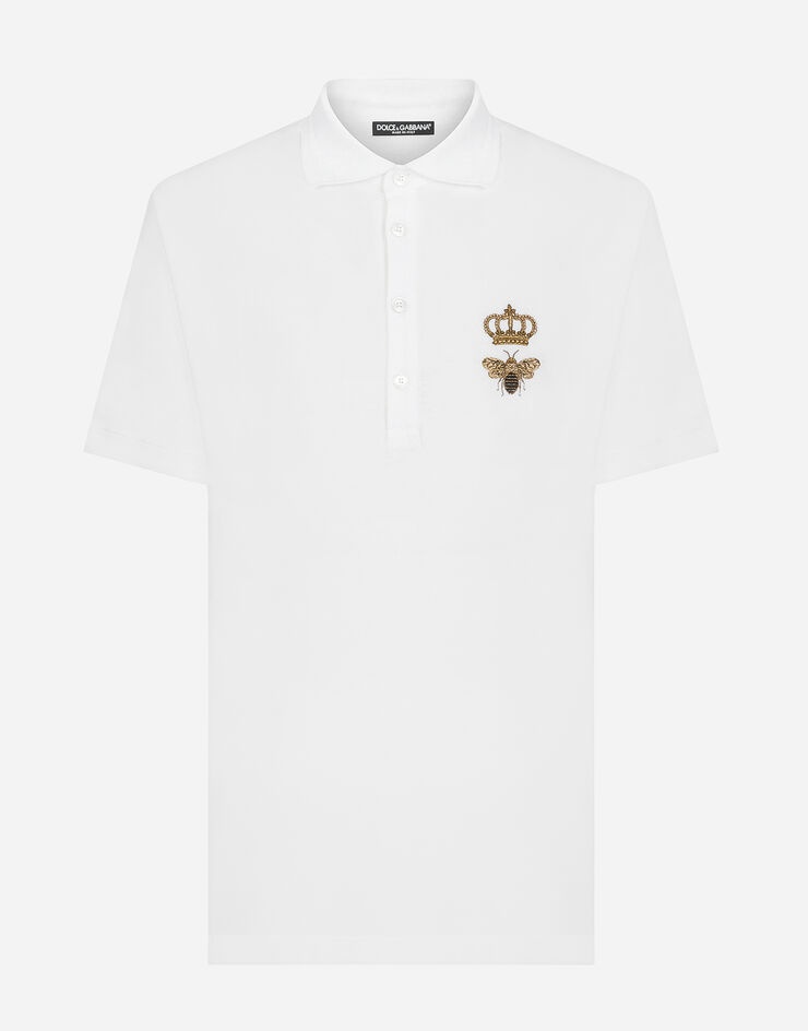 Cotton piqué polo-shirt with lurex embroidery - 1