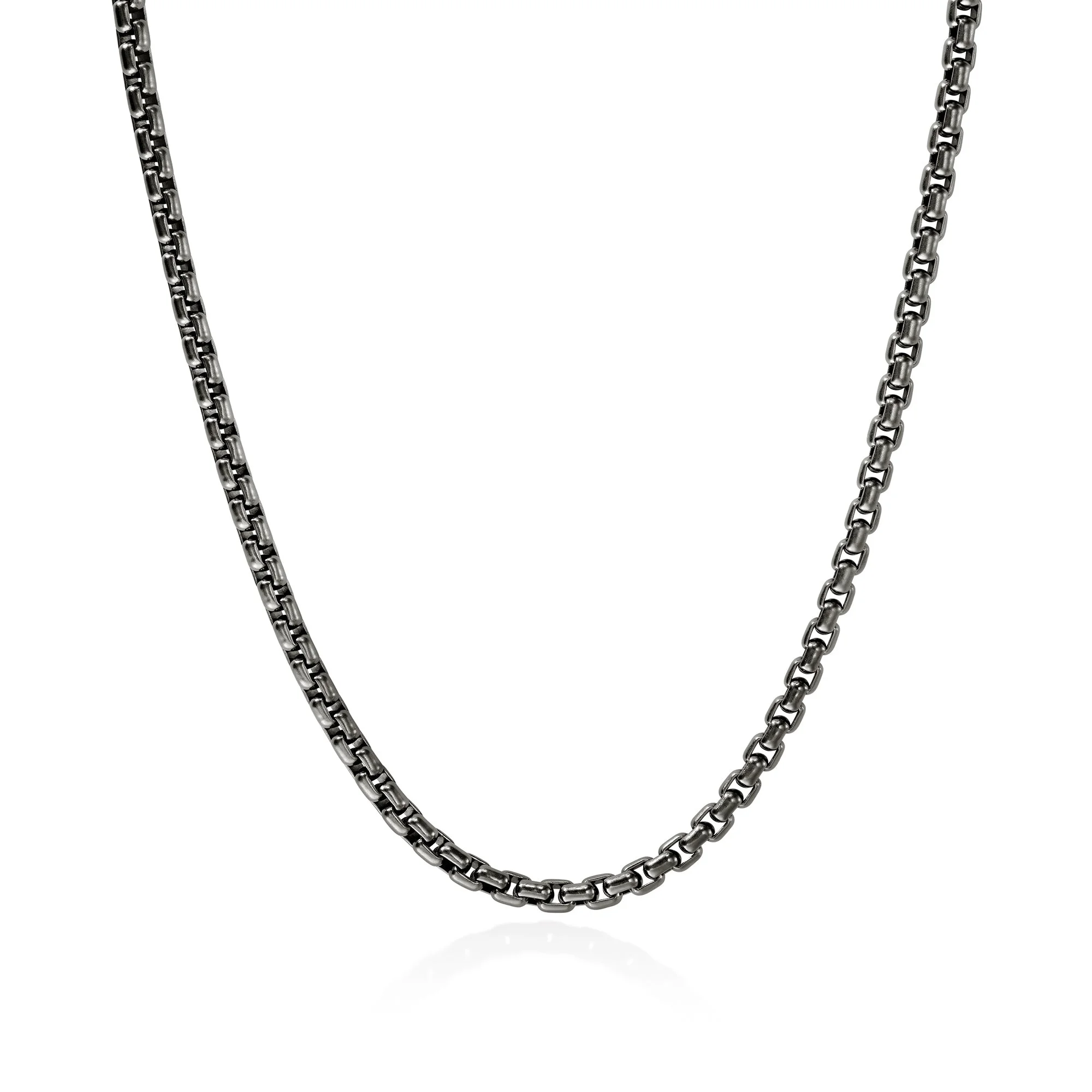 Box Chain Necklace, Dark Silver, 4.8MM - 1