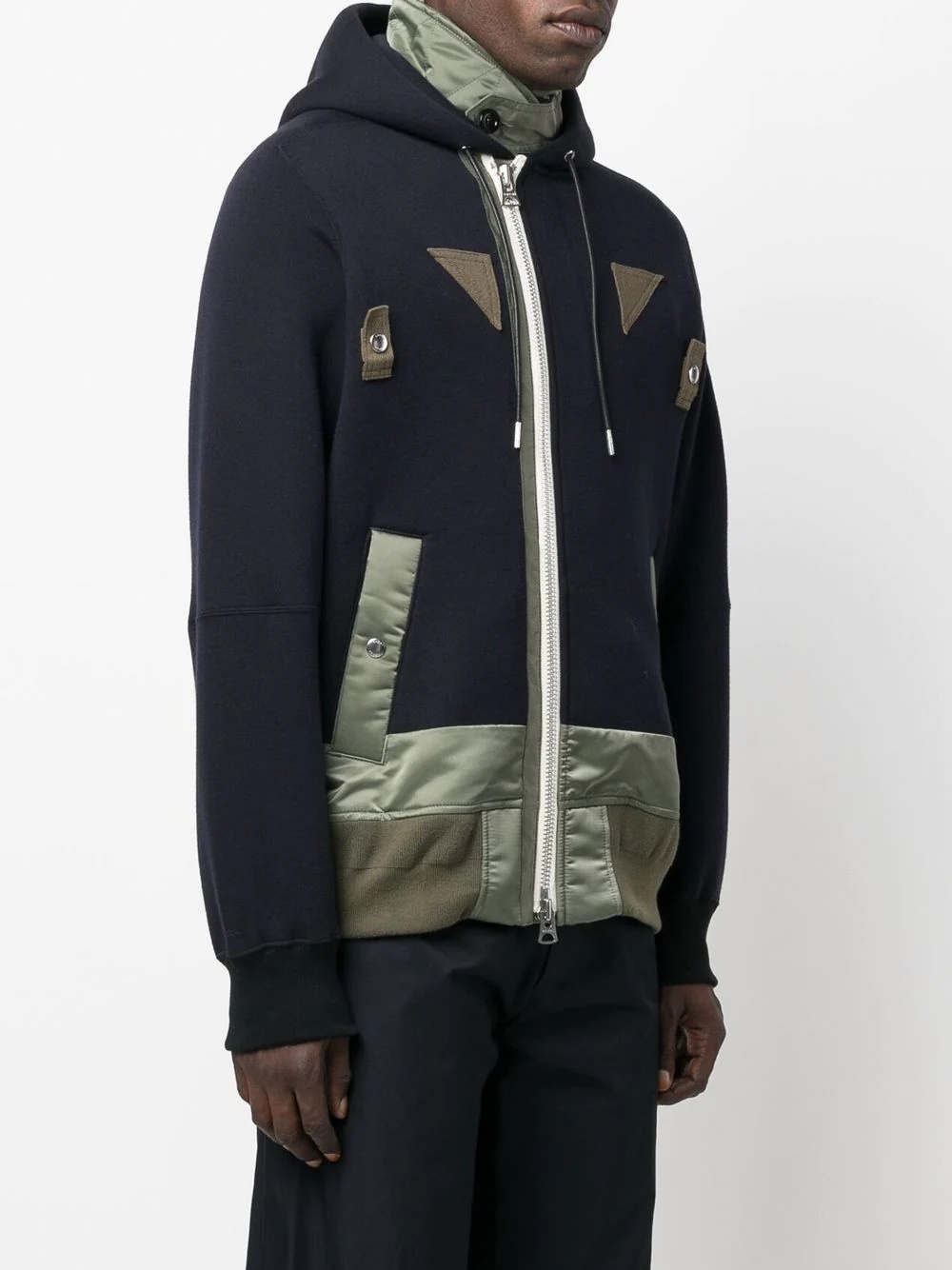 panelled hooded bomber jacket - 3