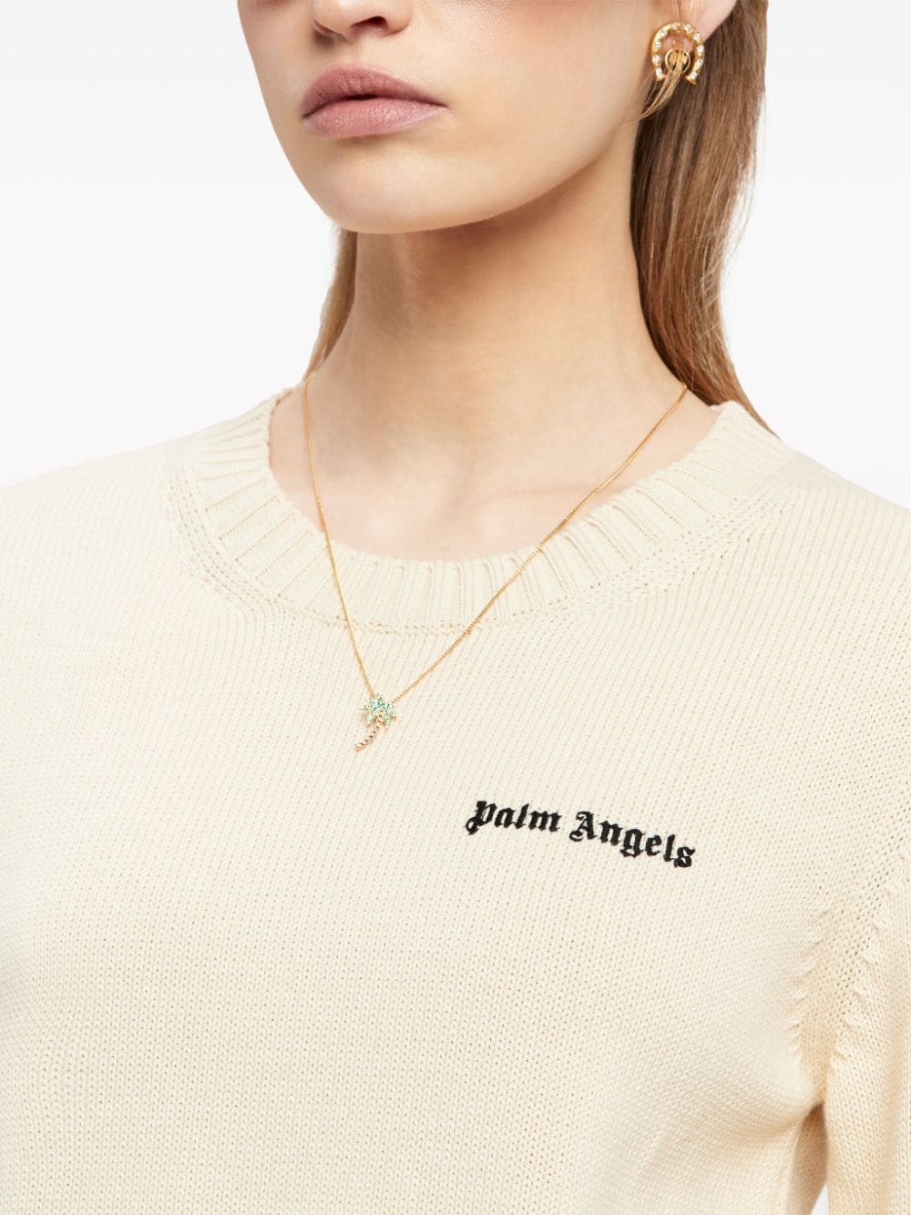 logo-embroidered cotton jumper - 6