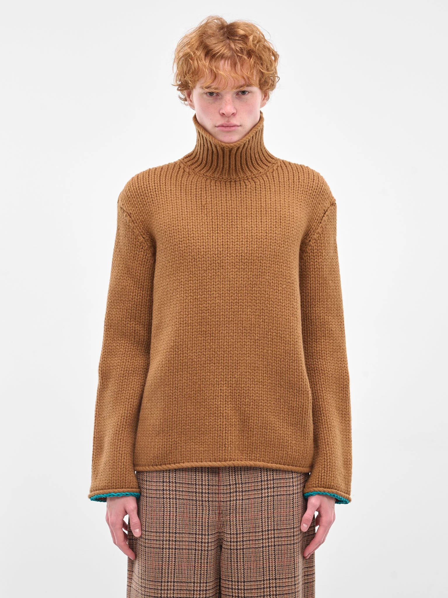 Tan Wool Turtleneck Sweater - 1