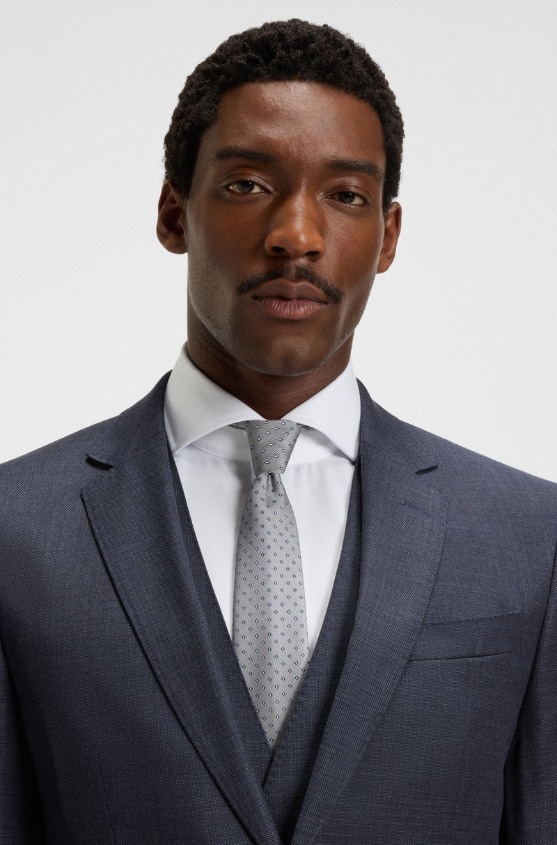 THREE-PIECE SLIM-FIT SUIT IN PATTERNED STRETCH WOOL 4