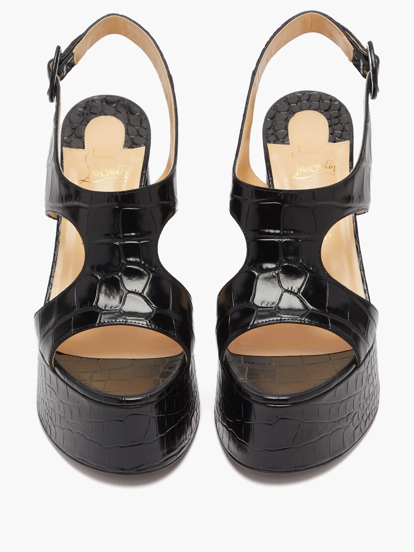 Foolish 130 croc-effect leather platform sandals - 5