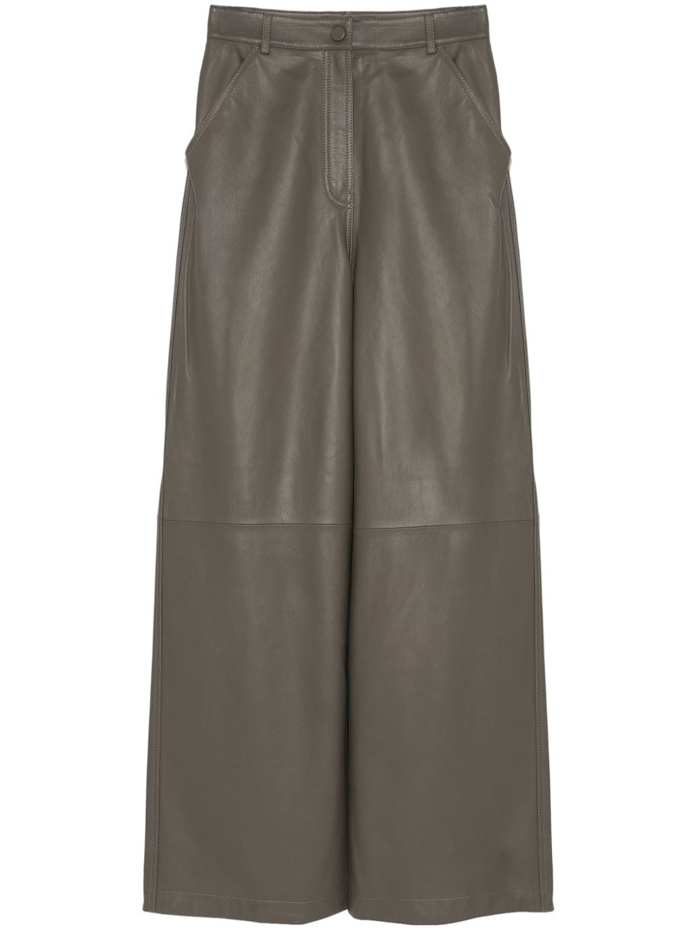 leather wide-leg trousers - 1