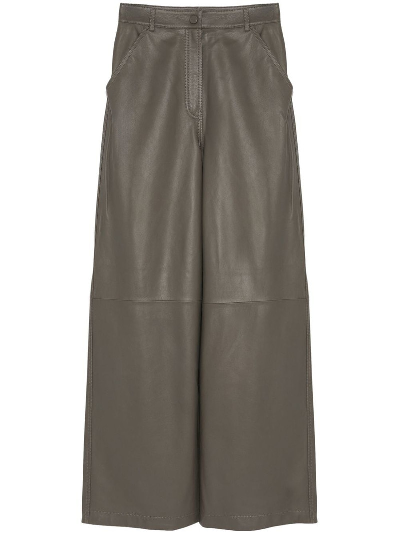 leather wide-leg 바지 1