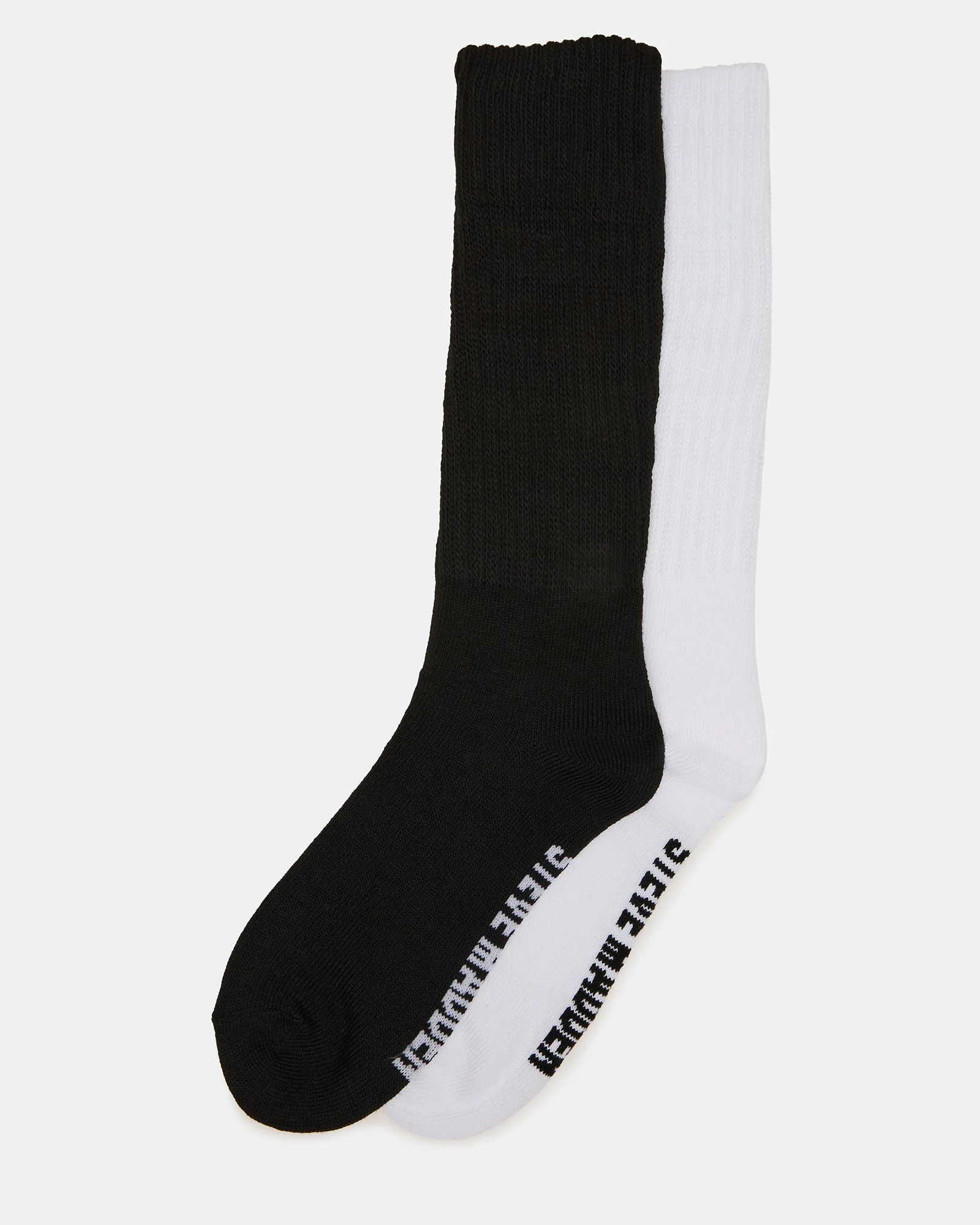 2 PACK RIBBED SLOUCH SOCKS BLACK/WHITE - 1