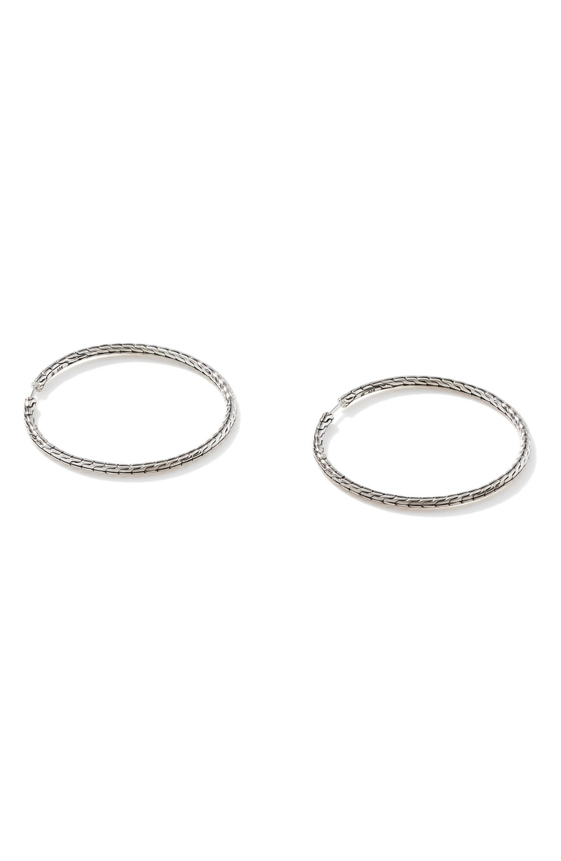 John Hardy Carved Chain Hoop Earrings, Silver, 50mm 1