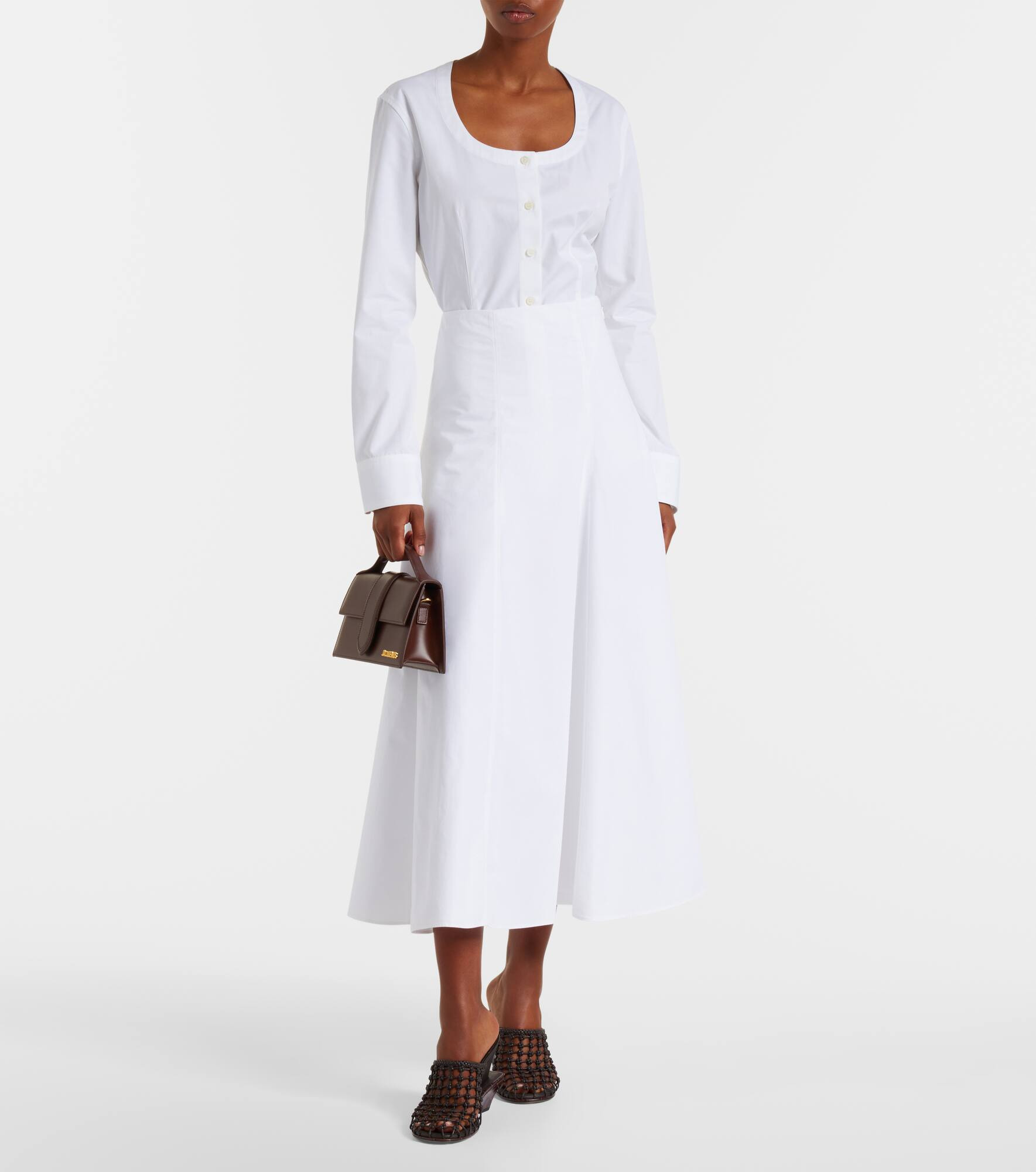 Triangle cotton poplin midi skirt - 2