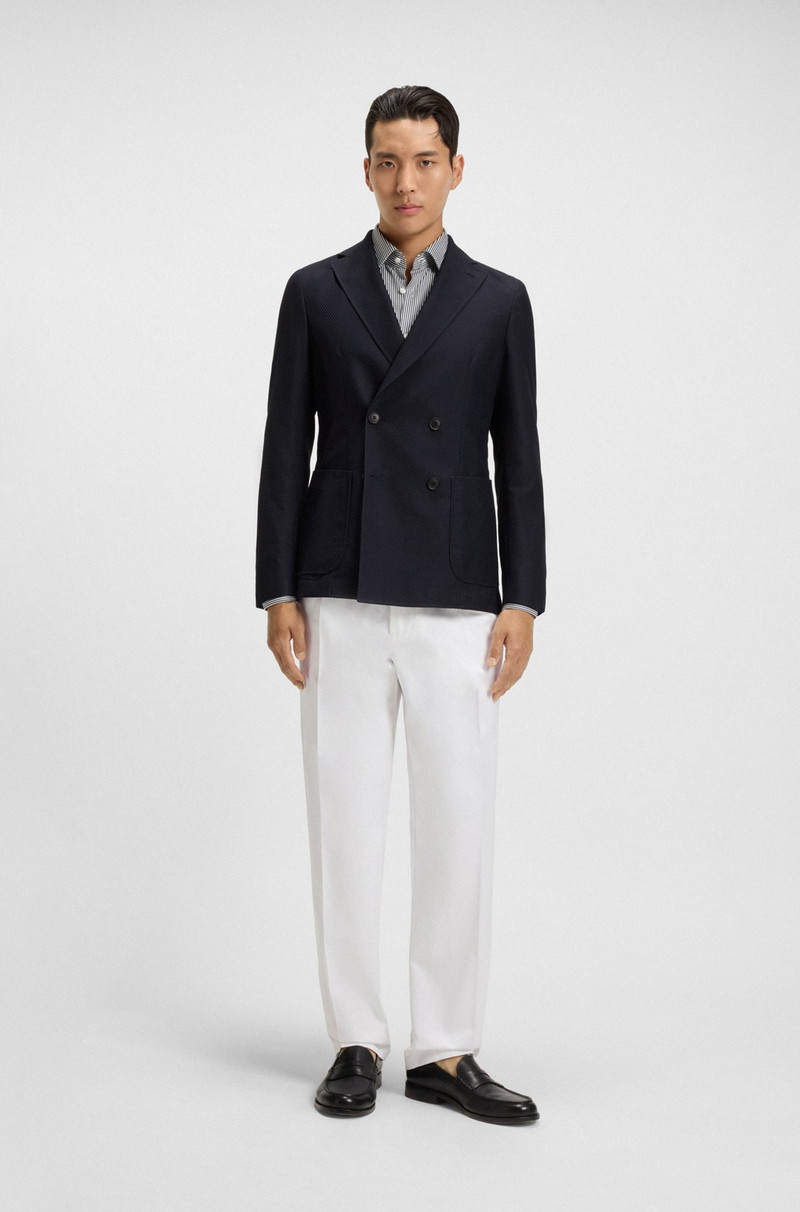 BOSS DOUBLE-BREASTED BLAZER IN COTTON AND WOOL SEERSUCKER outlook
