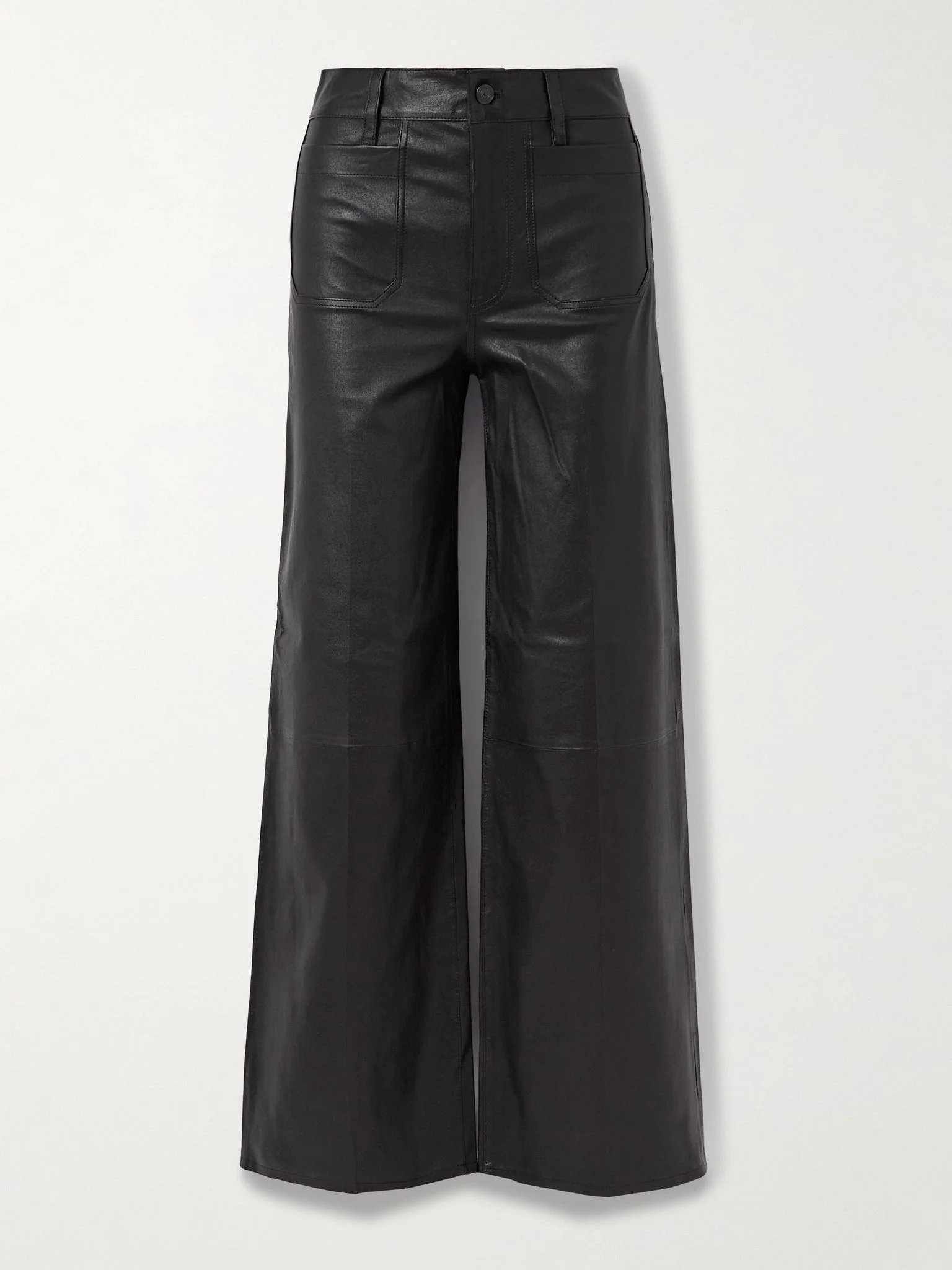 Le Slim Palazzo Modernist Pocket wide-leg leather pants Black - 1