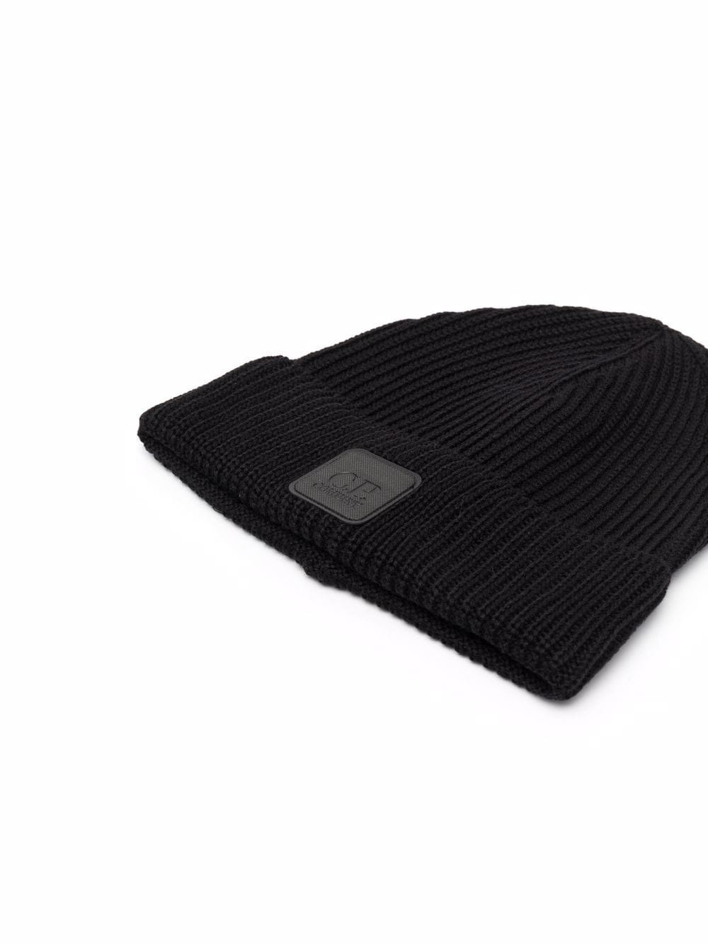 logo-patch wool beanie - 2