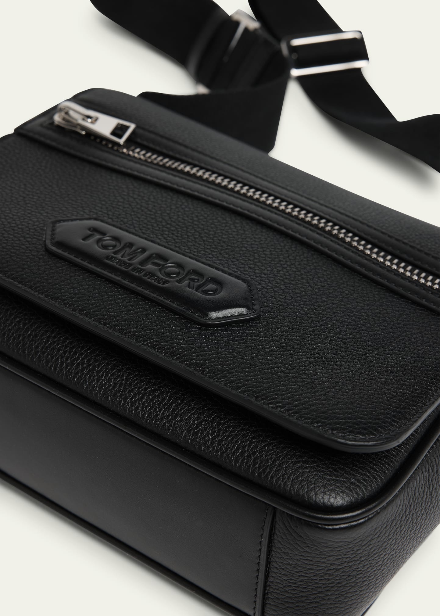 Men's Soft Grain Leather Flap Messenger Bag - 5