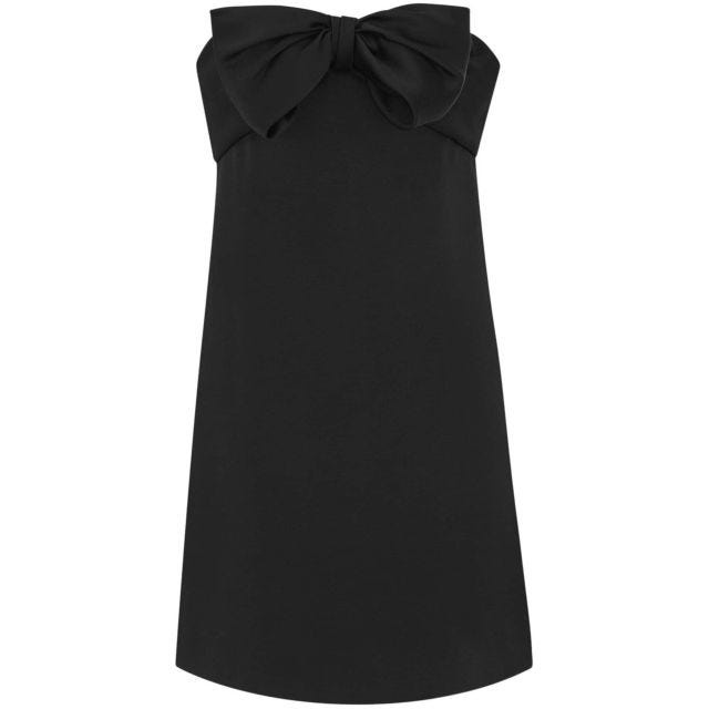 Short black dress with strapless bow - 1