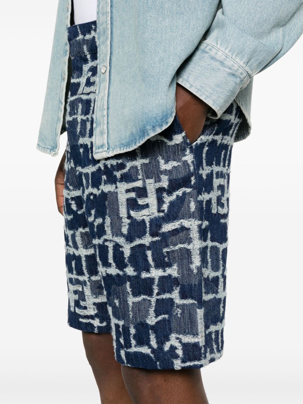 FF-distressed denim shorts - 5