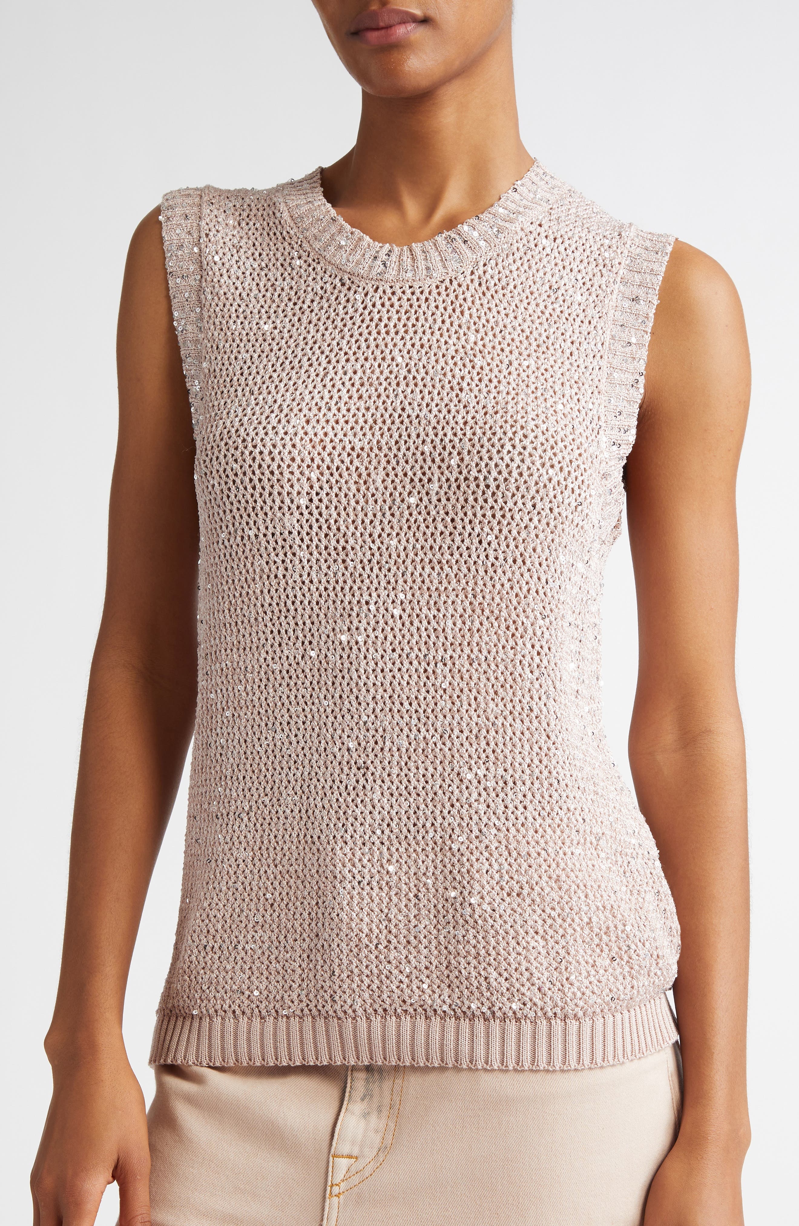 Golden Goose Sequin Mesh Knit Tank in Shadow Gray at Nordstrom - 5