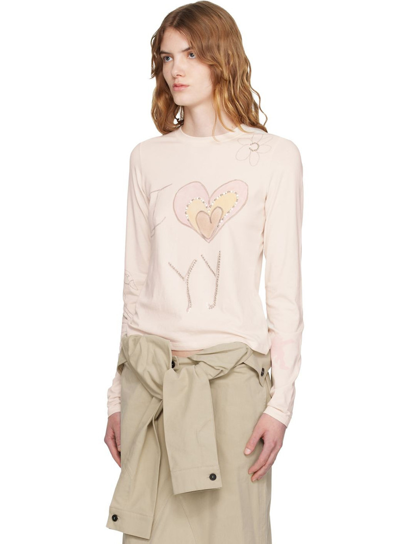 OPEN YY Off-White Beaded 'I LOVE YY' T-shirt outlook