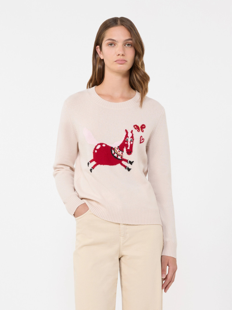 TUNICA Inlay-detail cashmere sweater - SAND 5