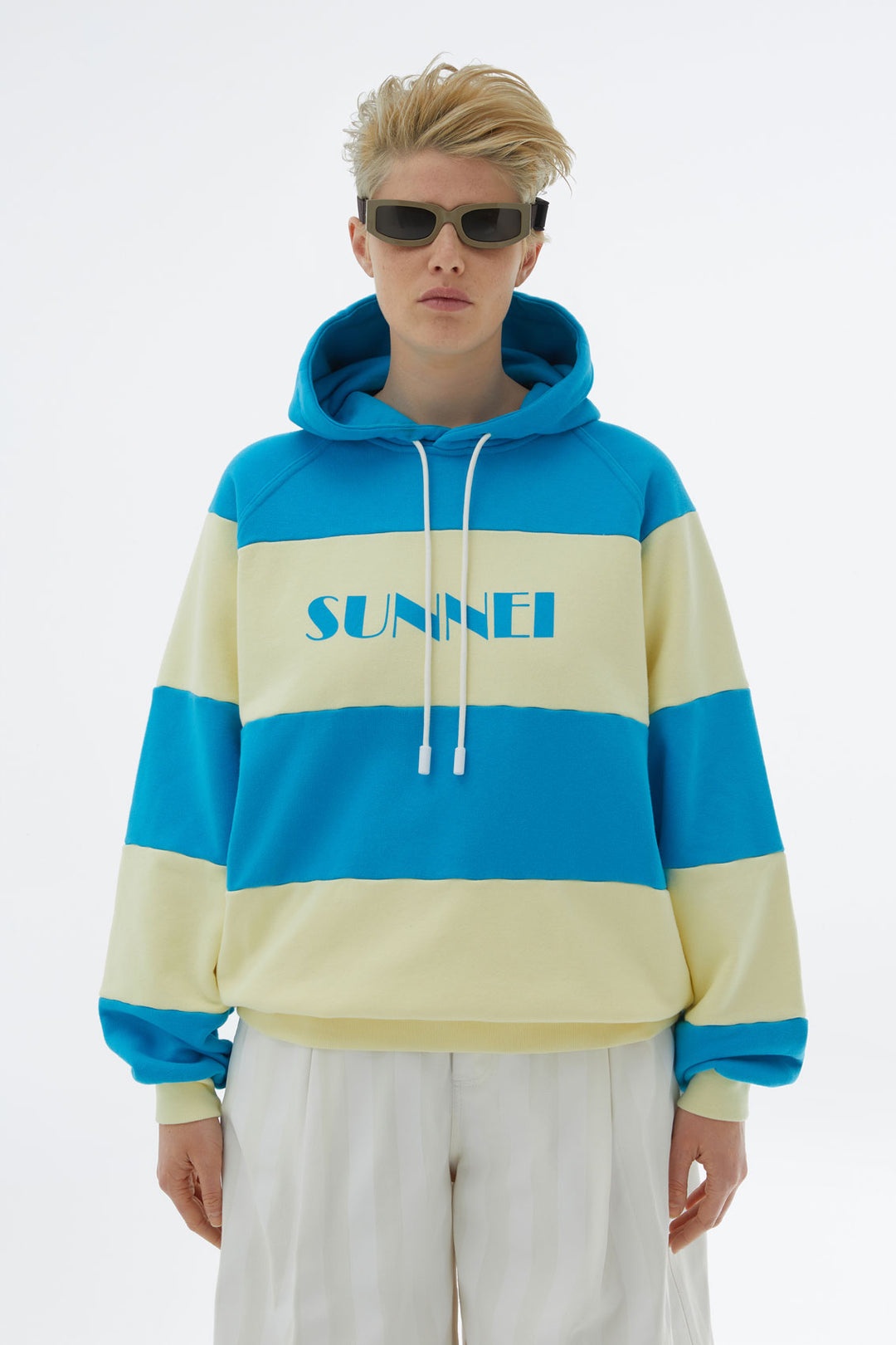 AZURE & LIGHT YELLOW HOODIE WITH LOGO - 1