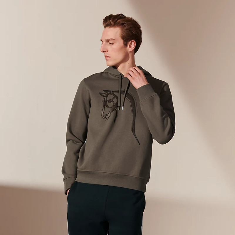 Hermès Hooded sweater with leather detail outlook