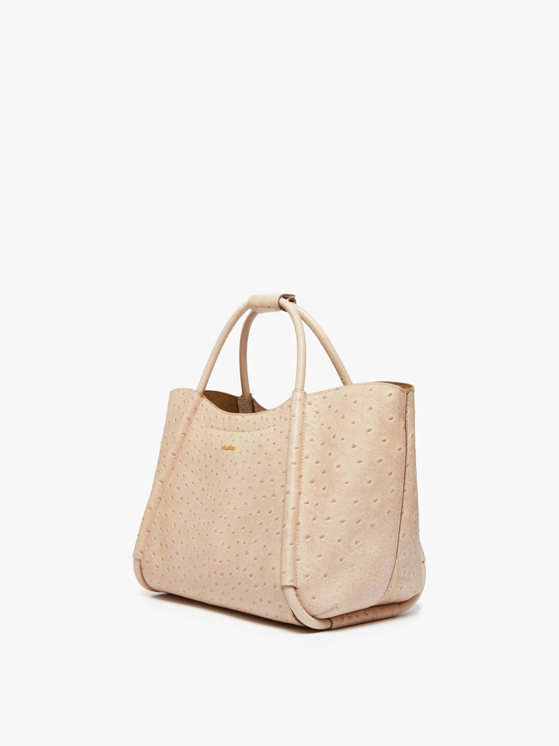 Max Mara MARINSOSTRICH Small ostrich-print leather Marine Bag outlook