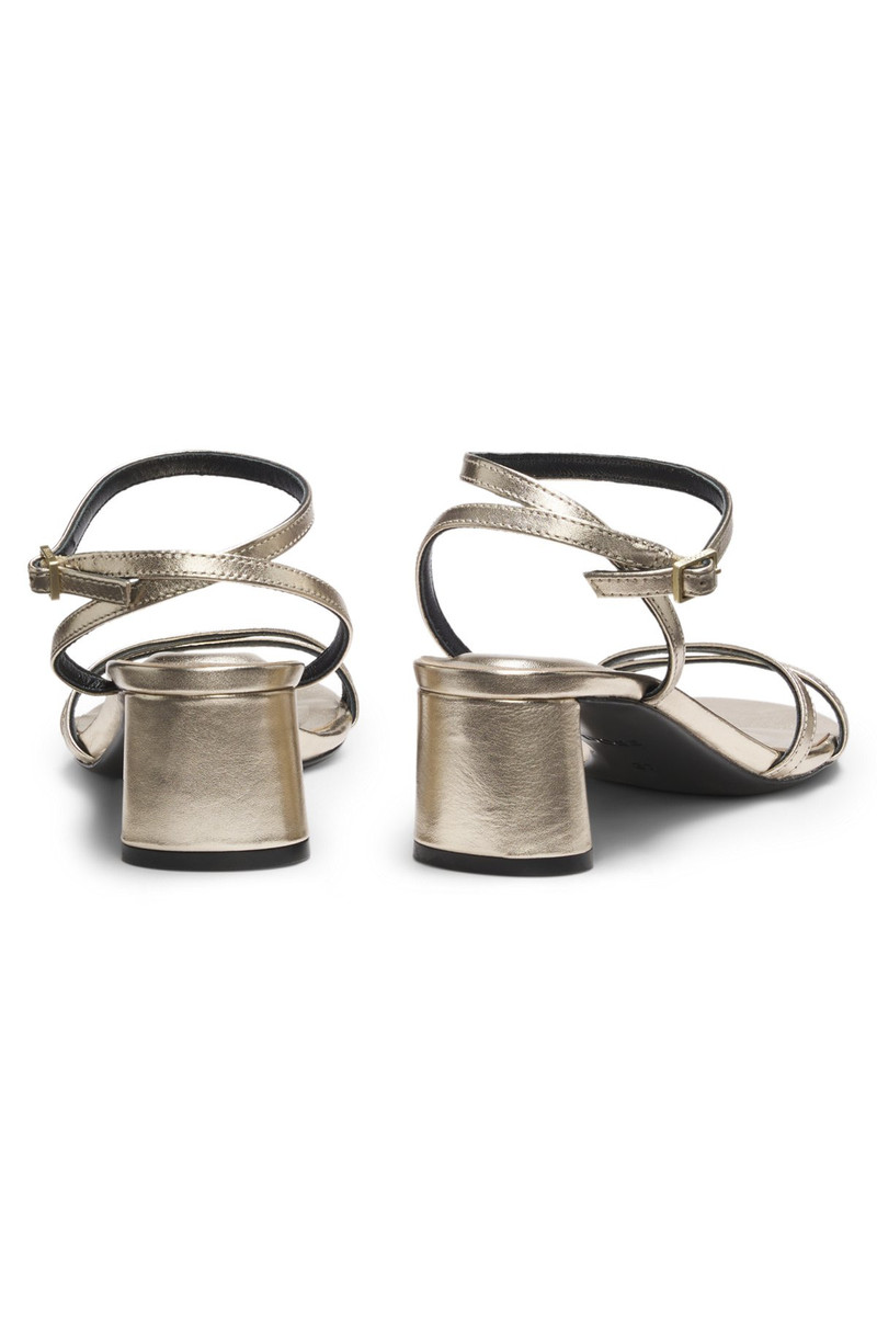 METALLIC-LEATHER SANDALS WITH BLOCK HEEL 6