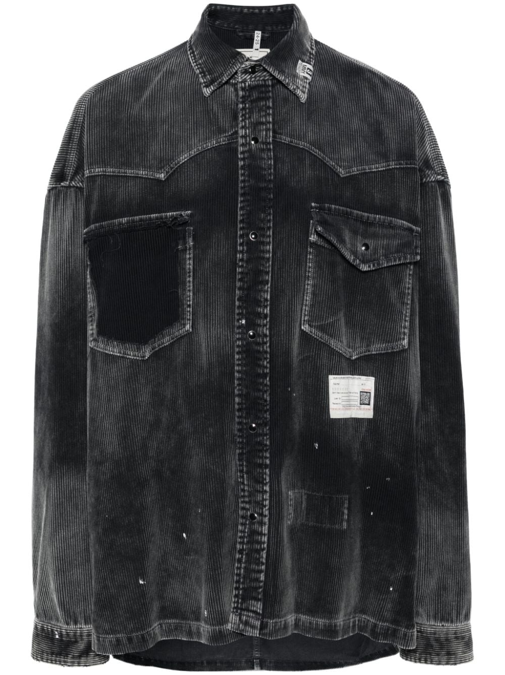 distressed-finish corduroy shirt - 1