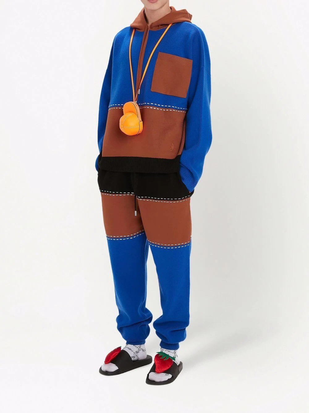 logo embroidered colour-block hoodie - 3