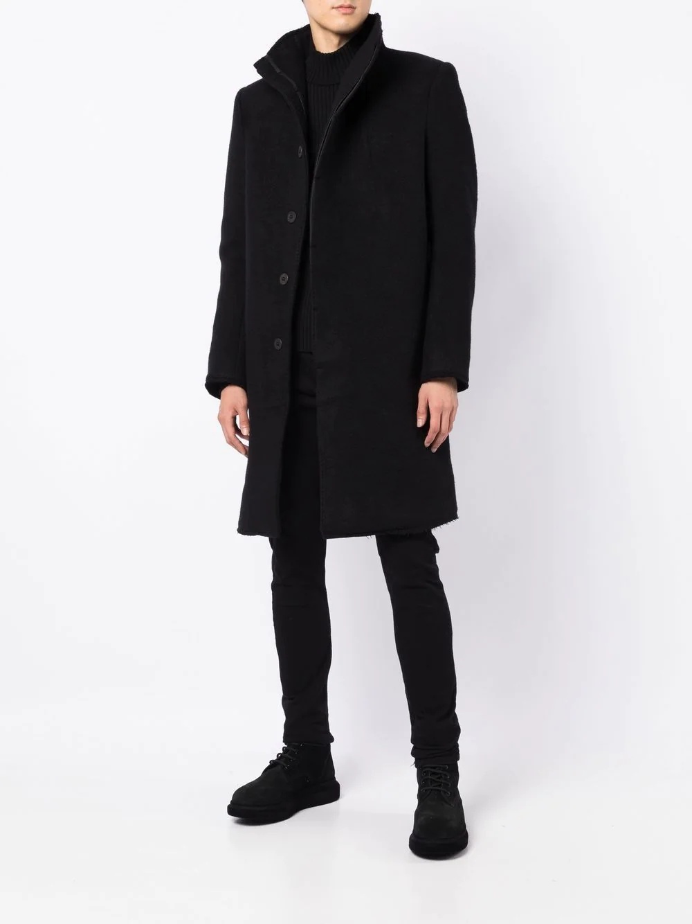 high-neck wool coat - 2