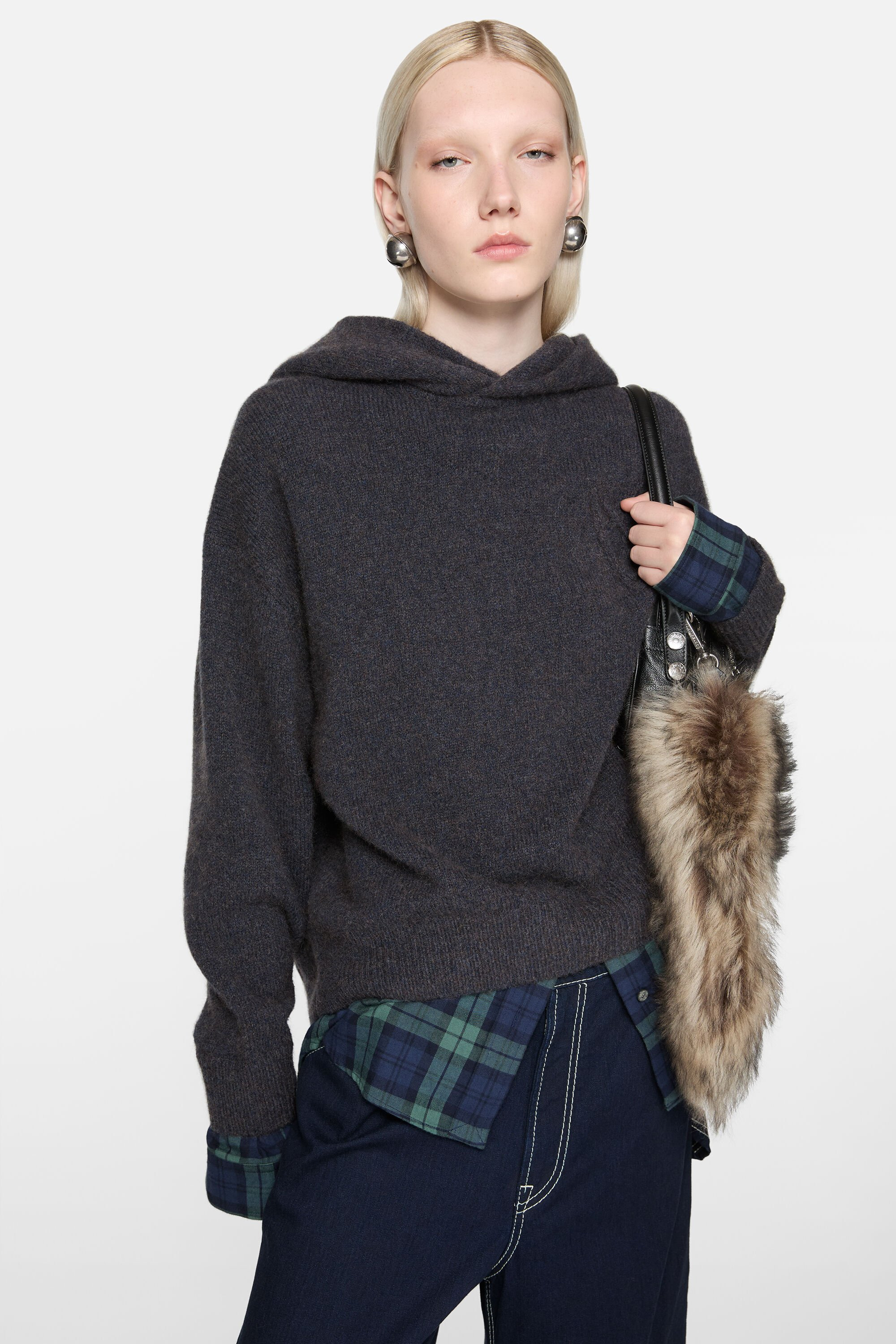 Layered wool hoodie - Graphite grey - 4