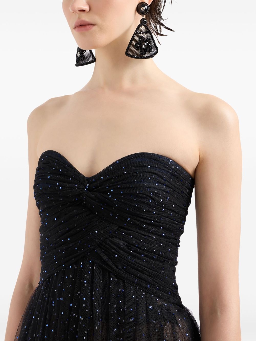 sequin-embellished strapless dress - 4